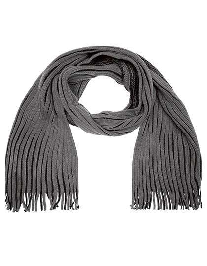 Myrtle beach Aparter Ripp-Strickschal mit Fransen, Anthracite/Black 180 x 21 cm, MB7989