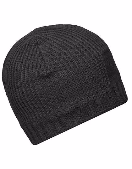 Myrtle beach Ribbed Design Knitted Beanie with Fleece Band, Black One Size, MB7994