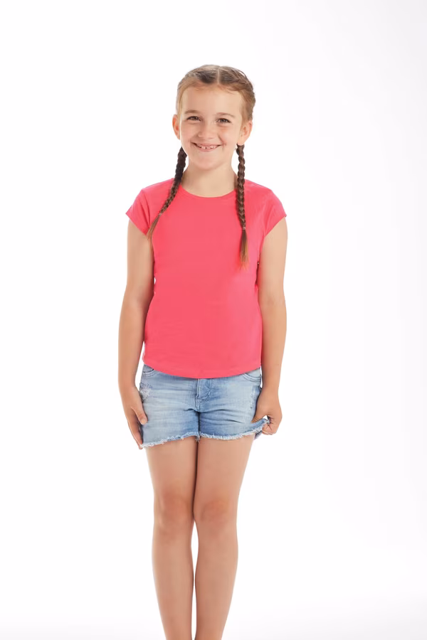 Mantis Kids T-Shirt da Bambina in Cotone Biologico, Fuchsia 6-7 Jahre, MK80