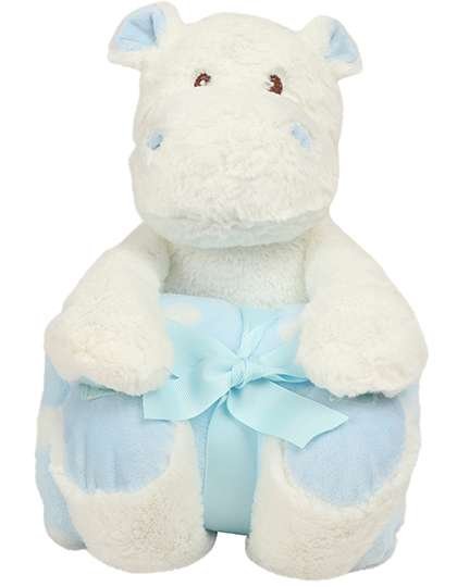 Mumbles Kuscheltier Nilpferd mit Decke, White/Blue One Size, MM606