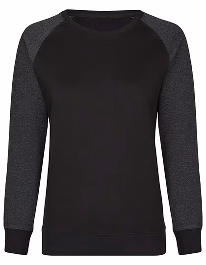 Miners mate Felpa con Scollo Tondo da Donna, Black/Heather Black XS, MY520