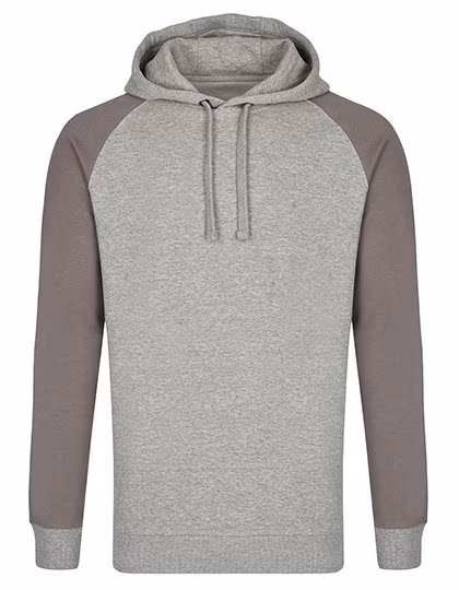 Miners Mate Felpa con Cappuccio in Cotone con Maniche Raglan, Heather Grey/Grey Solid XL, MY611