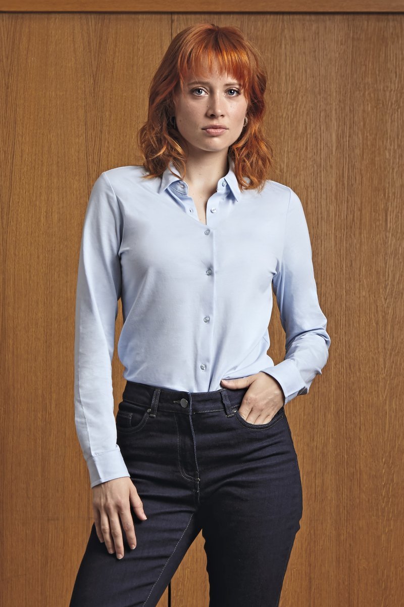 NEOBLU Langärmliges Jersey-Shirt mit italienischem Kragen, Deep Black S, NB3199