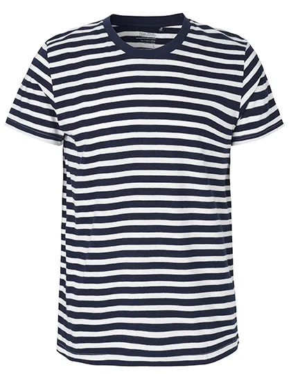 Neutral T-Shirt aus Bio-Baumwolle für Herren, White - Navy (Striped) S, NE61001