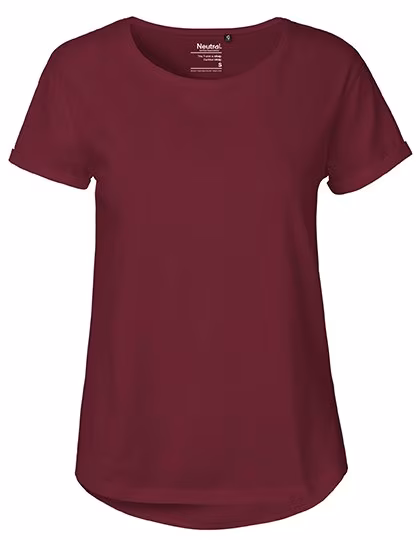 Neutral T-Shirt Sostenibile da Donna con Maniche Arrotolate, Bordeaux XXL, NE80012