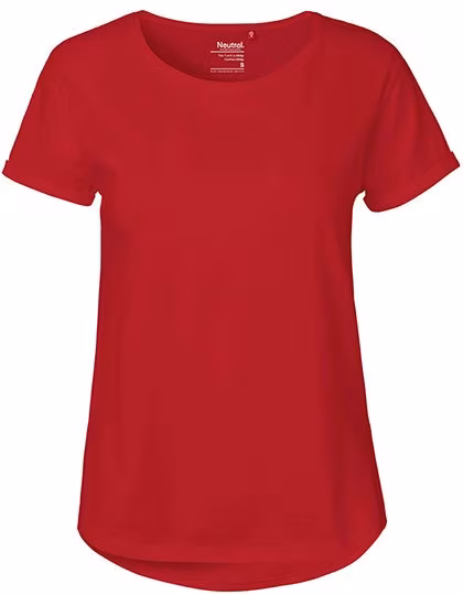 Neutral T-Shirt Sostenibile da Donna con Maniche Arrotolate, Red L, NE80012