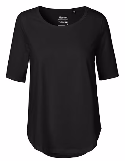 Neutral T-Shirt made of Organic Cotton, Mid-Length for Women, Black XS, NE81004