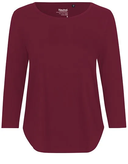 Neutral T-Shirt made of Organic Cotton, 3/4 Sleeves for Women, Bordeaux S, NE81006