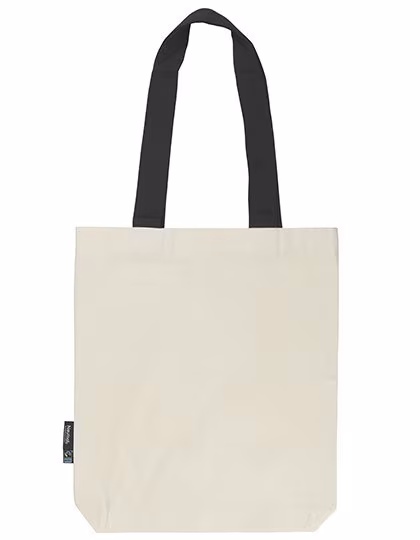 Neutral Twill-Tasche mit kontrastierenden Griffen, Nature/Black 38 x 42 cm, NE90002