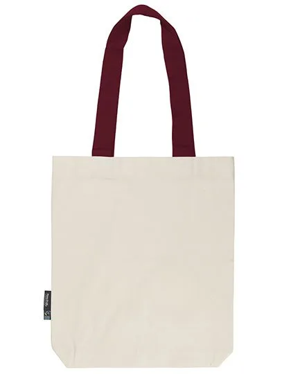 Neutral Twill-Tasche mit kontrastierenden Griffen, Nature/Bordeaux 38 x 42 cm, NE90002