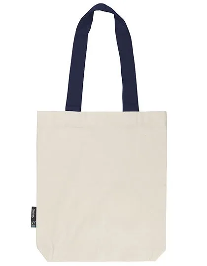 Neutral Twill-Tasche mit kontrastierenden Griffen, Nature/Navy 38 x 42 cm, NE90002