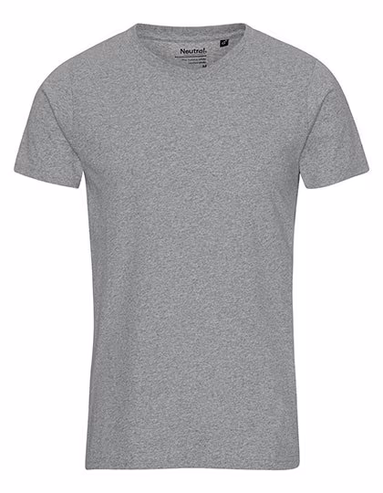 Neutral Recycled Cotton T-Shirt with Crew Neck, Grey Melange S, NEC61001