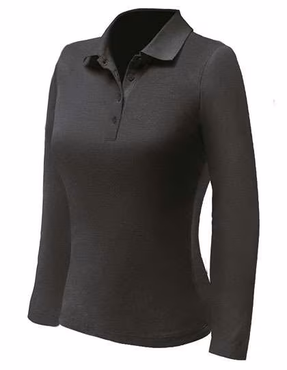 Nath Polo Long-Sleeve Shirt with Side Slits for Women, Black L, NH542