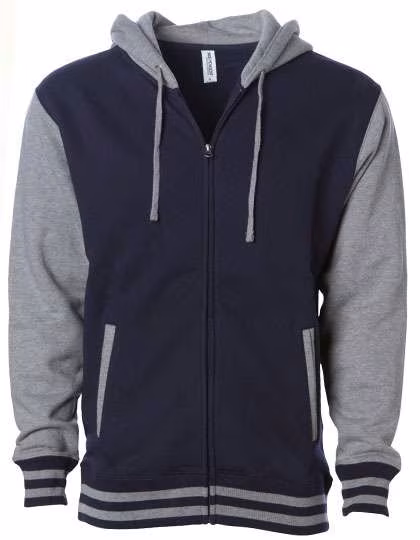 Independent Heavyweight Varsity Zip Hood mit Fleecefutter, Classic Navy/Gunmetal Heather L, NP351