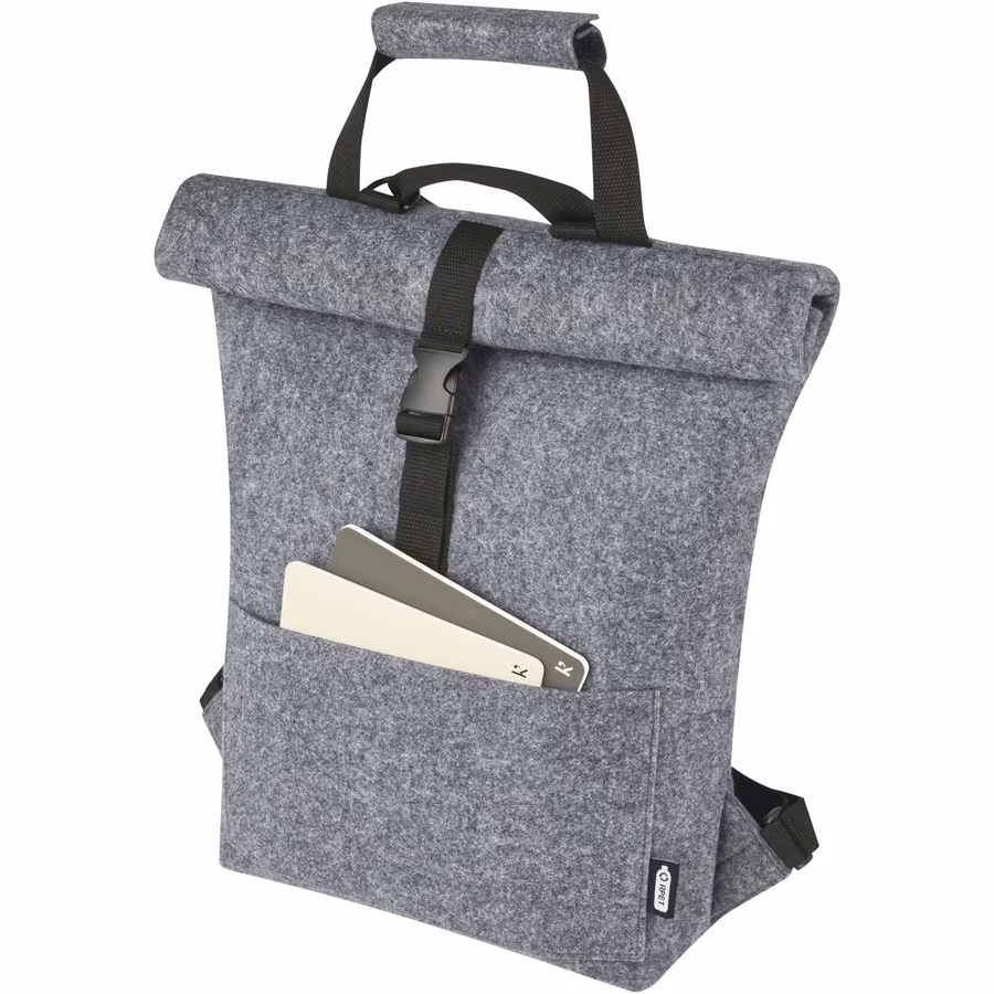 L-merch Felt Roll-Top Rucksack aus Filz, Medium Grey 37 x 42 x 11 cm, NT0663