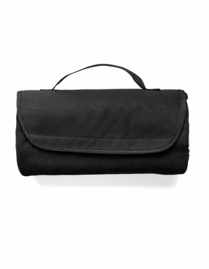 L-merch Fleece Picnic Blanket with Nylon Carry Handle, Black 30 x 18 x 6 cm, NT1921