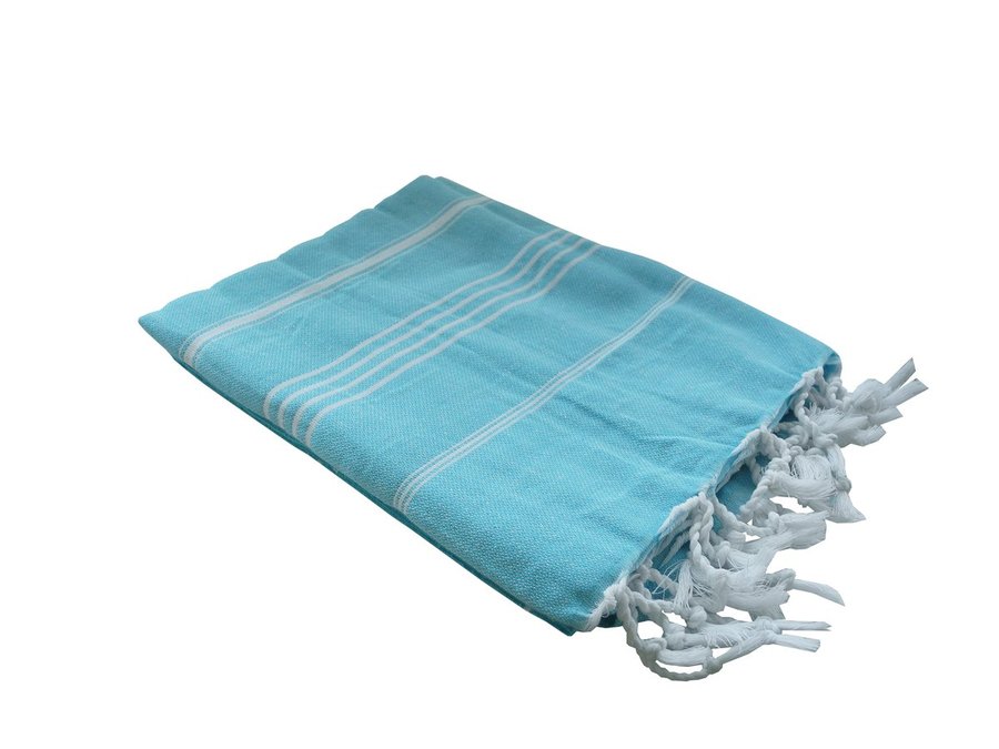 L-merch Hamam-Handtuch mit Quasten und Streifen, Blue 180 x 100 cm, NT2022