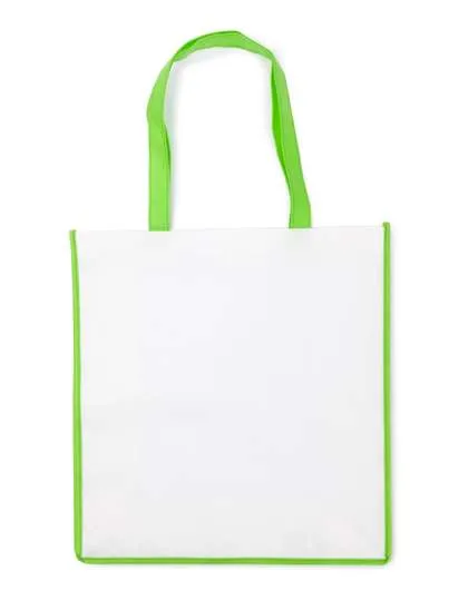 L-merch Einkaufstasche Bern mit 21 Liter Volumen, White/Light Green 38 x 40 x 16 cm, NT3610