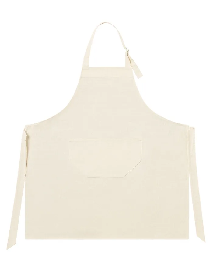 L-merch Latzschürze Bio mit praktischer Tasche, Natural 75 x 85 cm, NT5221
