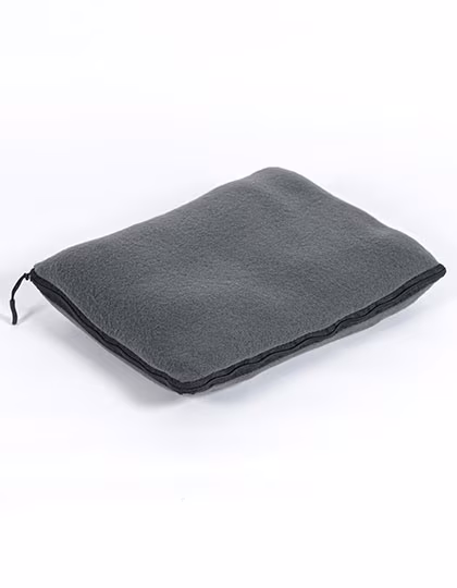 L-merch Mikrofleece-Decken-Kissen-Set Grau Recycled, Grey 180 x 130 cm, NT650