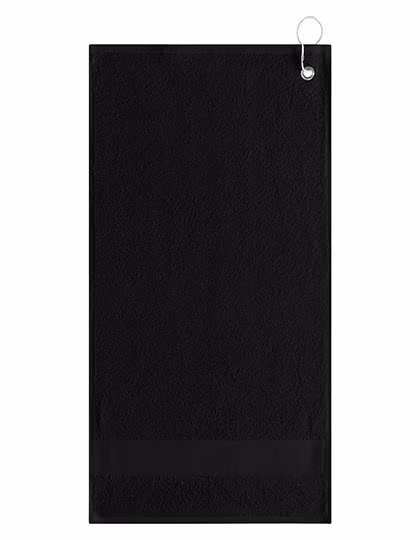 L-merch Golf Towel with Hanger and Border, Black 55 x 30 cm, NT9165
