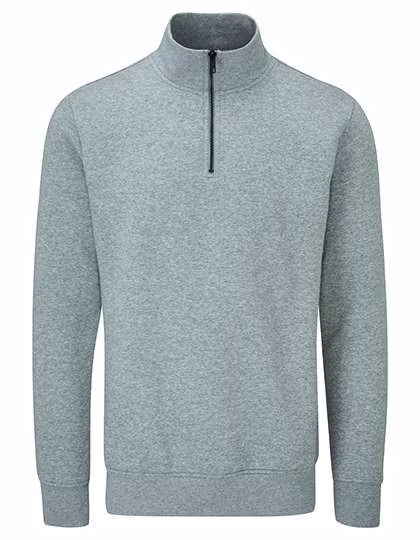 Mantis Sweat à fermeture éclair quart en coton bio, Heather Grey Melange S, P197