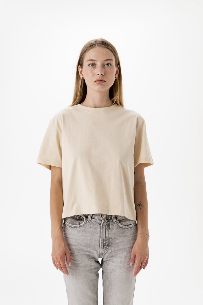 Mantis Cropped Heavy T-Shirt aus Bio-Baumwolle, White L, P198