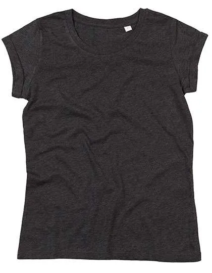 Mantis Roll Sleeve T-Shirt aus Bio-Baumwolle für Damen, Charcoal Grey Melange XS, P81