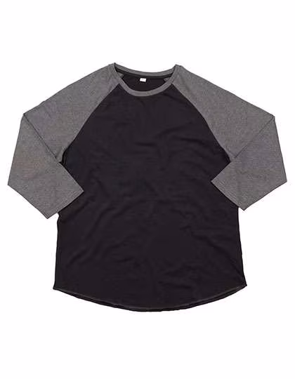 Mantis Bio-Baumwolle Baseball T-Shirt 3/4-Ärmel, Washed White/Warm Red XXL, P88
