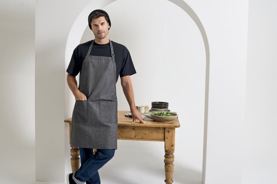 Premier Workwear Bio-Denim Schürze mit Taschen, Black Denim (ca. Pantone 532C) 80 x 72 cm, PW113