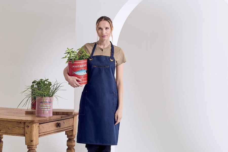Premier Workwear Grembiule con pettorina sostenibile 'Barley' con cuciture a contrasto (PW121)