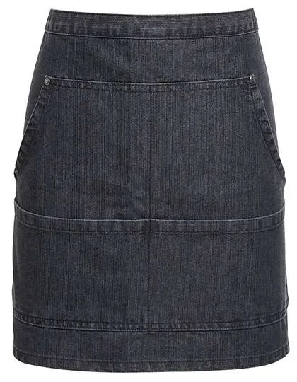 Premier Workwear Jeans Hüftschürze mit Kontrastnähten, Black Denim (ca. Pantone 433C) 79 x 39,5 cm, PW125