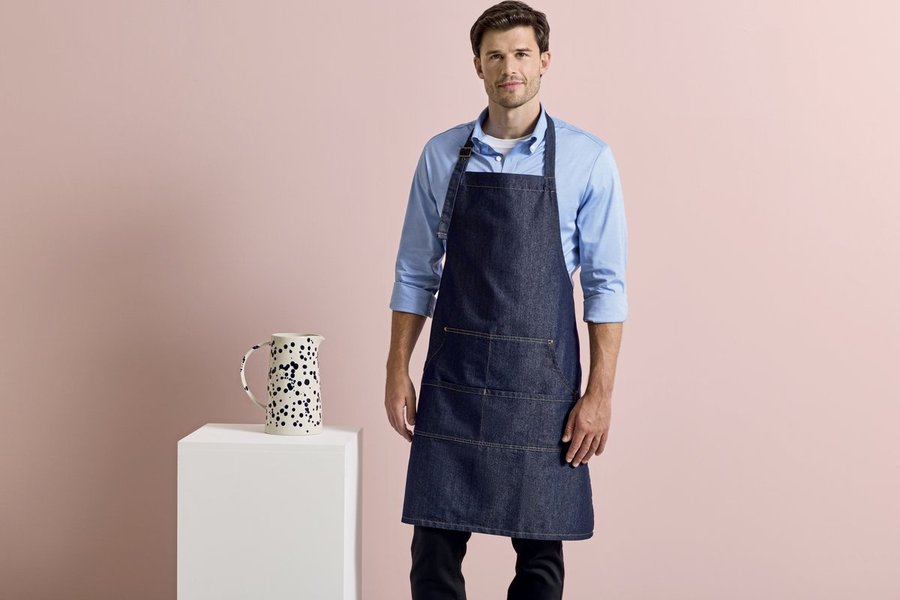Premier Workwear Jeans Latzschürze mit Taschen und Nieten, Black Denim (ca. Pantone 433C) 72 x 86 cm, PW126