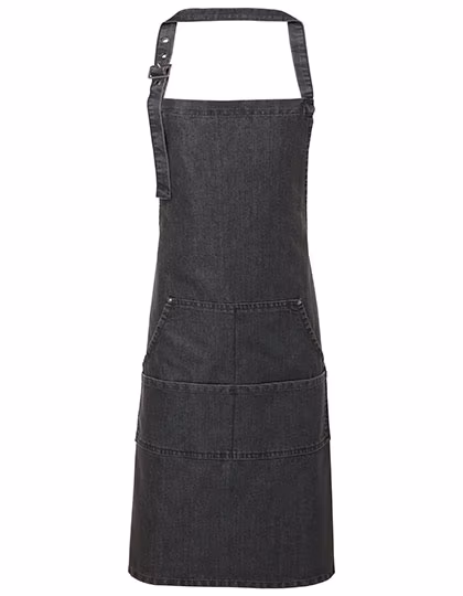 Premier Workwear Jeans Bib Apron with Pockets and Rivets, Black Denim (ca. Pantone 433C) 72 x 86 cm, PW126