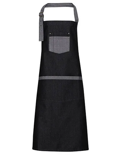 Premier Workwear Domain Contrast Denim Apron 86 cm, Black Denim (ca. Pantone 433C) 72 x 86 cm, PW127