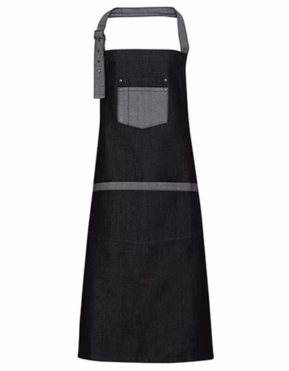 Premier Workwear Tablier en denim contrasté Domain 86 cm, Black Denim (ca. Pantone 433C) 72 x 86 cm, PW127
