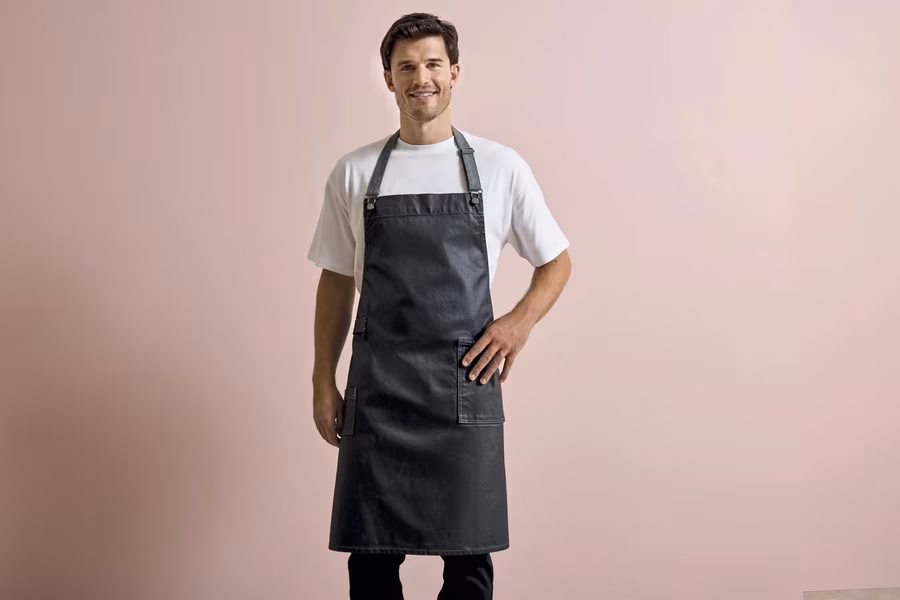 Premier Workwear District Wachs-Optik Denim Schürze, Black Denim (ca. Pantone 433C) 72 x 86 cm, PW134