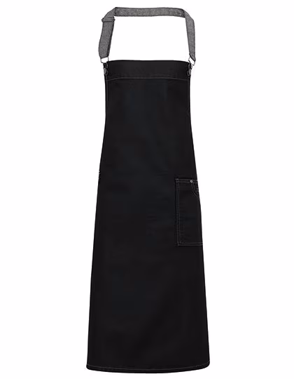 Premier Workwear Tablier en denim aspect ciré District, Black Denim (ca. Pantone 433C) 72 x 86 cm, PW134