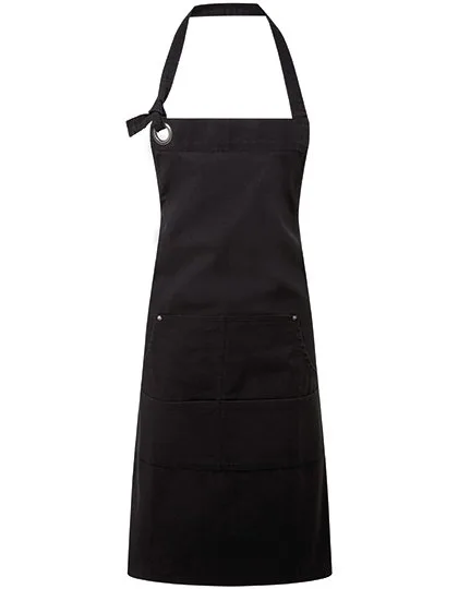 Premier Workwear Apron made of Heavy Cotton Canvas with Pockets, Black (ca. Pantone Black C) 72 x 86 cm, PW137