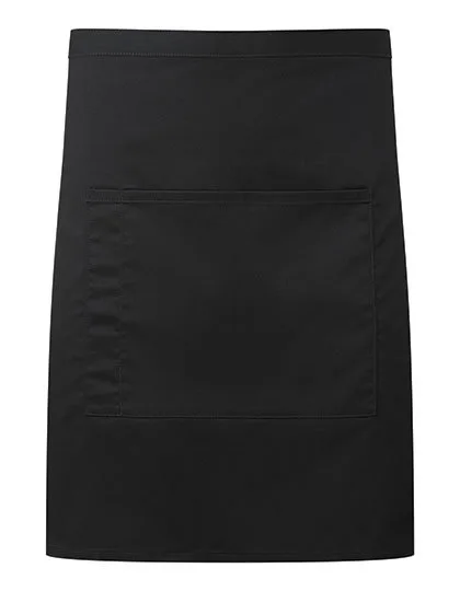 Premier Workwear Mid-Length Kitchen Apron with Pocket, Black (ca. Pantone Black C) 70 x 50 cm, PW141