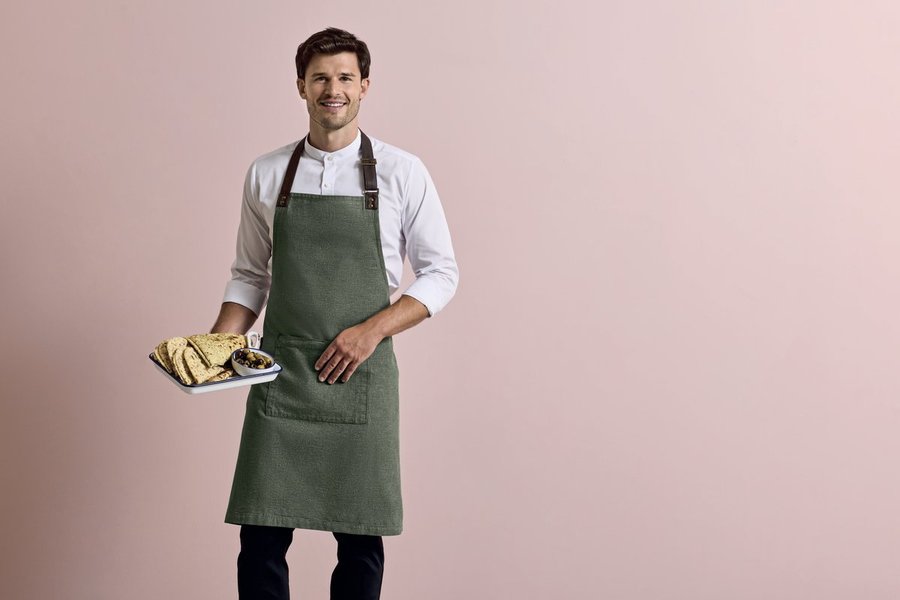 Premier Workwear Annex Oxford Schürze mit Kunstlederband, Black (ca. Pantone Black C) 72 x 86 cm, PW144