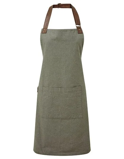 Premier Workwear Annex Oxford Apron with Faux Leather Strap, Moss Green (ca. Pantone 418C) 72 x 86 cm, PW144