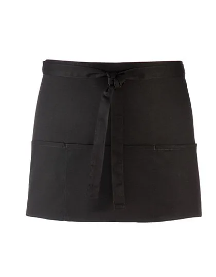 Premier Workwear 3-Taschen Schürze aus Baumwolle/Polyester, Black (ca. Pantone Black C) 60 x 33 cm, PW155