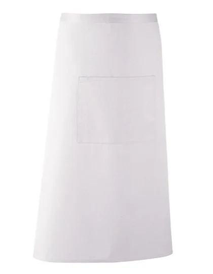 Premier Workwear Farbenfrohe Twill-Schürze mit Fronttasche, White 90 x 80 cm, PW158