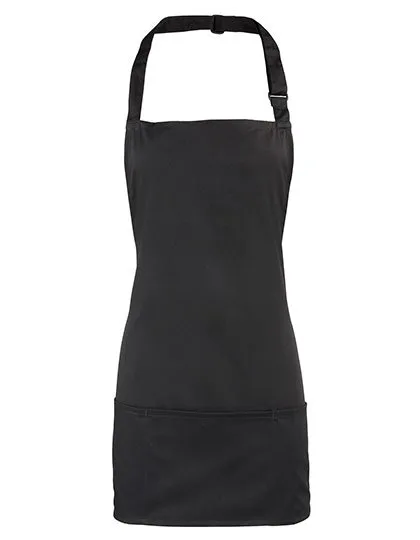 Premier Workwear 2-in-1 Bib and Waist Apron Cotton, Black (ca. Pantone Black C) 60 x 62 cm, PW159