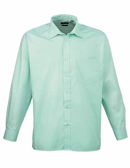 Premier Workwear Camicia in Popeline a Maniche Lunghe con Taschino da Uomo