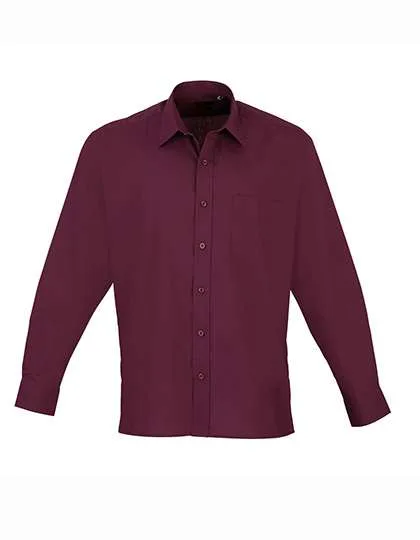Premier Workwear Men´s Poplin Long Sleeve Shirt Aubergine 44,5 (17H) (PW200), PW200
