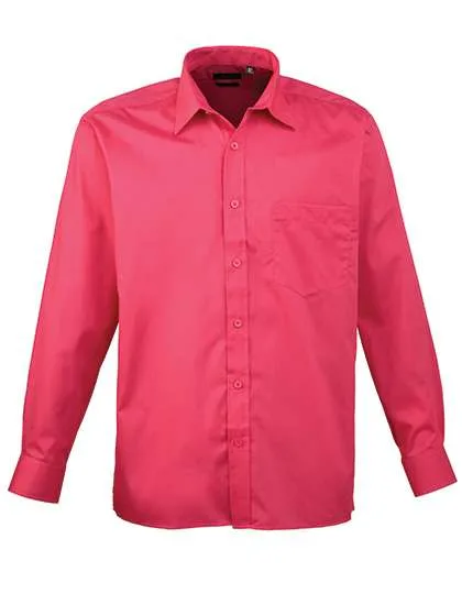 Premier Workwear Men´s Poplin Long Sleeve Shirt Hot Pink 48 (19) (PW200), PW200