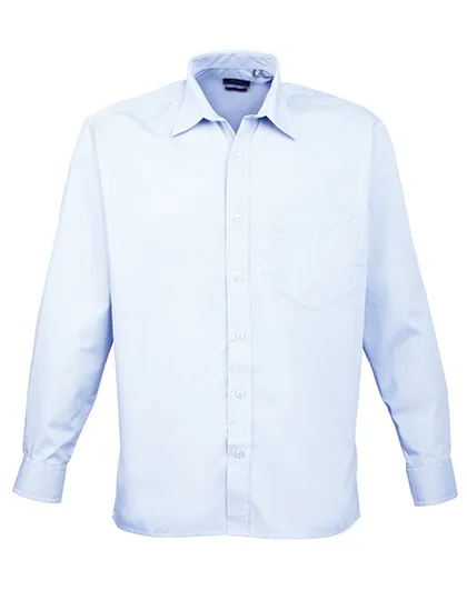 Premier Workwear Popeline Langarmhemd mit Brusttasche für Herren, Light Blue (ca. Pantone 2717C) 47 (18H), PW200