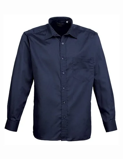 Premier Workwear Popeline Langarmhemd mit Brusttasche für Herren, Navy (ca. Pantone 2378C) 38 (15), PW200